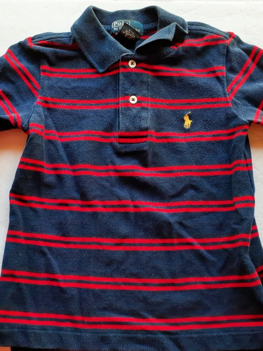 Polo by Ralph Lauren Boys Shirt Navy Red Striped Long Sleeve 3T